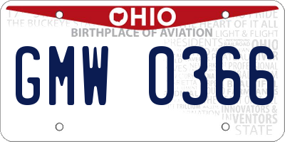 OH license plate GMW0366