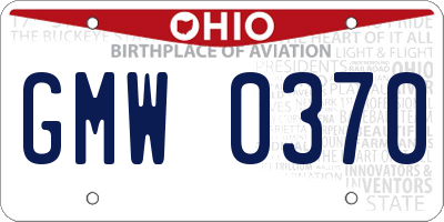 OH license plate GMW0370