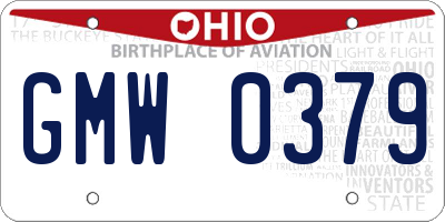 OH license plate GMW0379