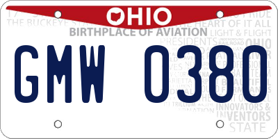 OH license plate GMW0380