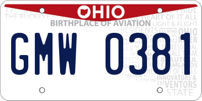 OH license plate GMW0381