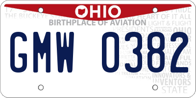 OH license plate GMW0382
