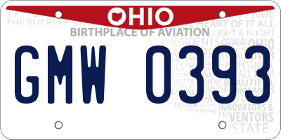 OH license plate GMW0393