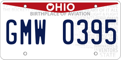 OH license plate GMW0395