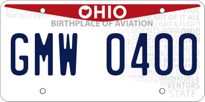 OH license plate GMW0400