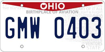 OH license plate GMW0403