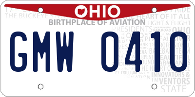OH license plate GMW0410