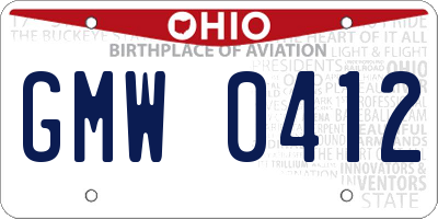 OH license plate GMW0412