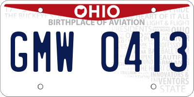 OH license plate GMW0413
