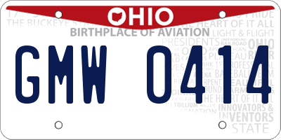 OH license plate GMW0414
