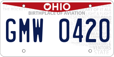 OH license plate GMW0420