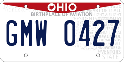 OH license plate GMW0427