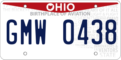 OH license plate GMW0438