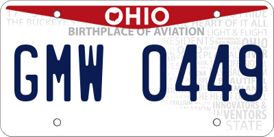 OH license plate GMW0449