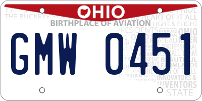 OH license plate GMW0451