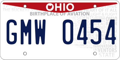 OH license plate GMW0454