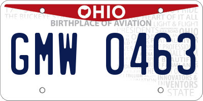 OH license plate GMW0463