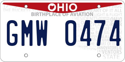 OH license plate GMW0474