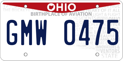 OH license plate GMW0475
