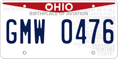 OH license plate GMW0476