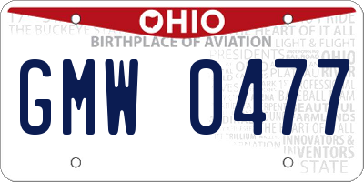 OH license plate GMW0477