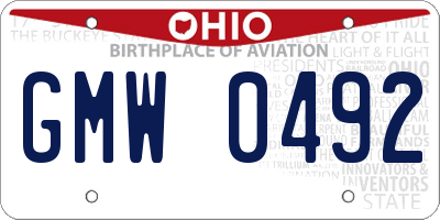 OH license plate GMW0492