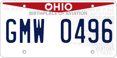 OH license plate GMW0496