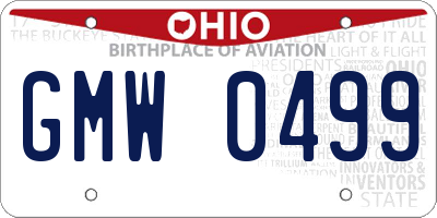 OH license plate GMW0499
