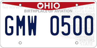 OH license plate GMW0500
