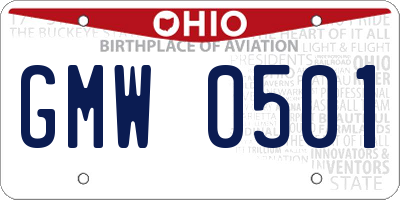 OH license plate GMW0501