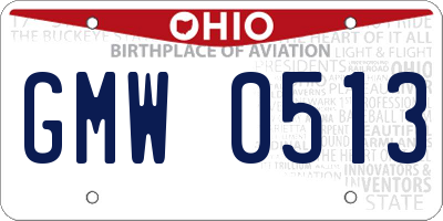 OH license plate GMW0513