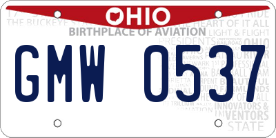 OH license plate GMW0537