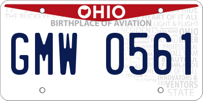 OH license plate GMW0561