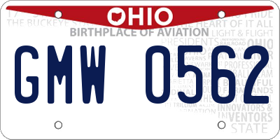 OH license plate GMW0562
