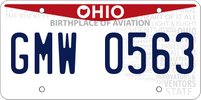 OH license plate GMW0563