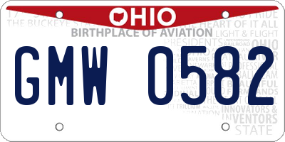 OH license plate GMW0582