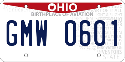 OH license plate GMW0601