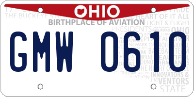 OH license plate GMW0610