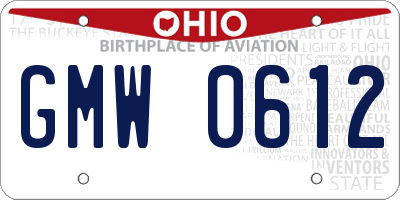 OH license plate GMW0612