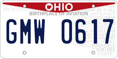 OH license plate GMW0617