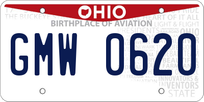 OH license plate GMW0620