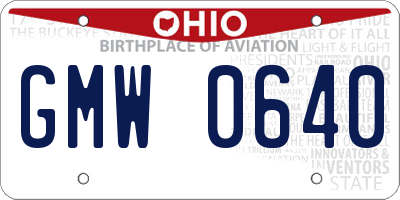 OH license plate GMW0640
