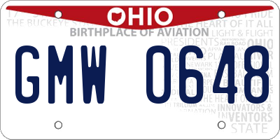OH license plate GMW0648