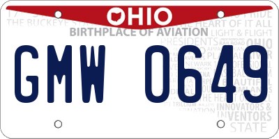 OH license plate GMW0649