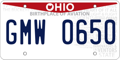 OH license plate GMW0650
