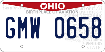 OH license plate GMW0658