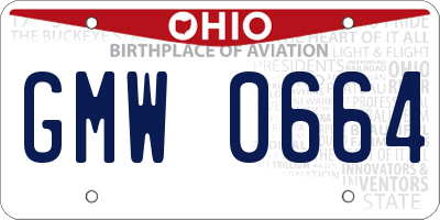 OH license plate GMW0664