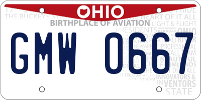 OH license plate GMW0667
