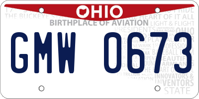 OH license plate GMW0673