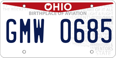 OH license plate GMW0685